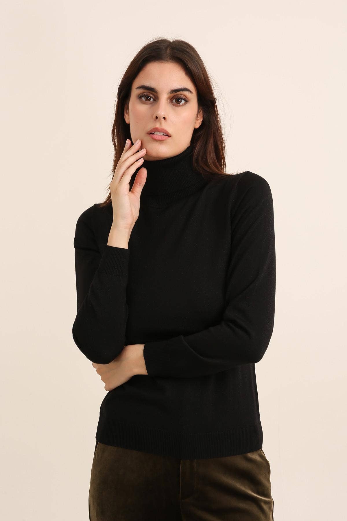 Choklate Turtleneck sweater in tencel and lurex knit