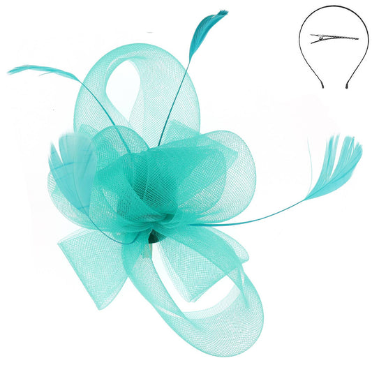 Sophia Large Organza Bow w/ Feathers Fascinator Headband