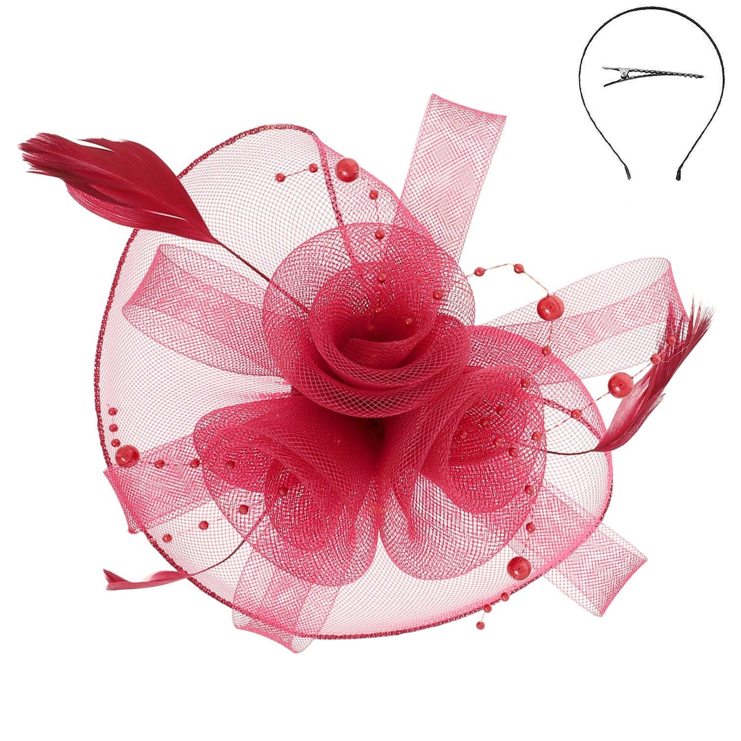Sophia Fashion Fascinator with Feather Hair Clip