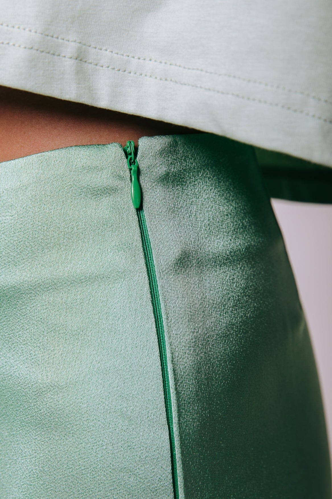Colourful Rebel Hinte Satin Slit Skirt | Mint