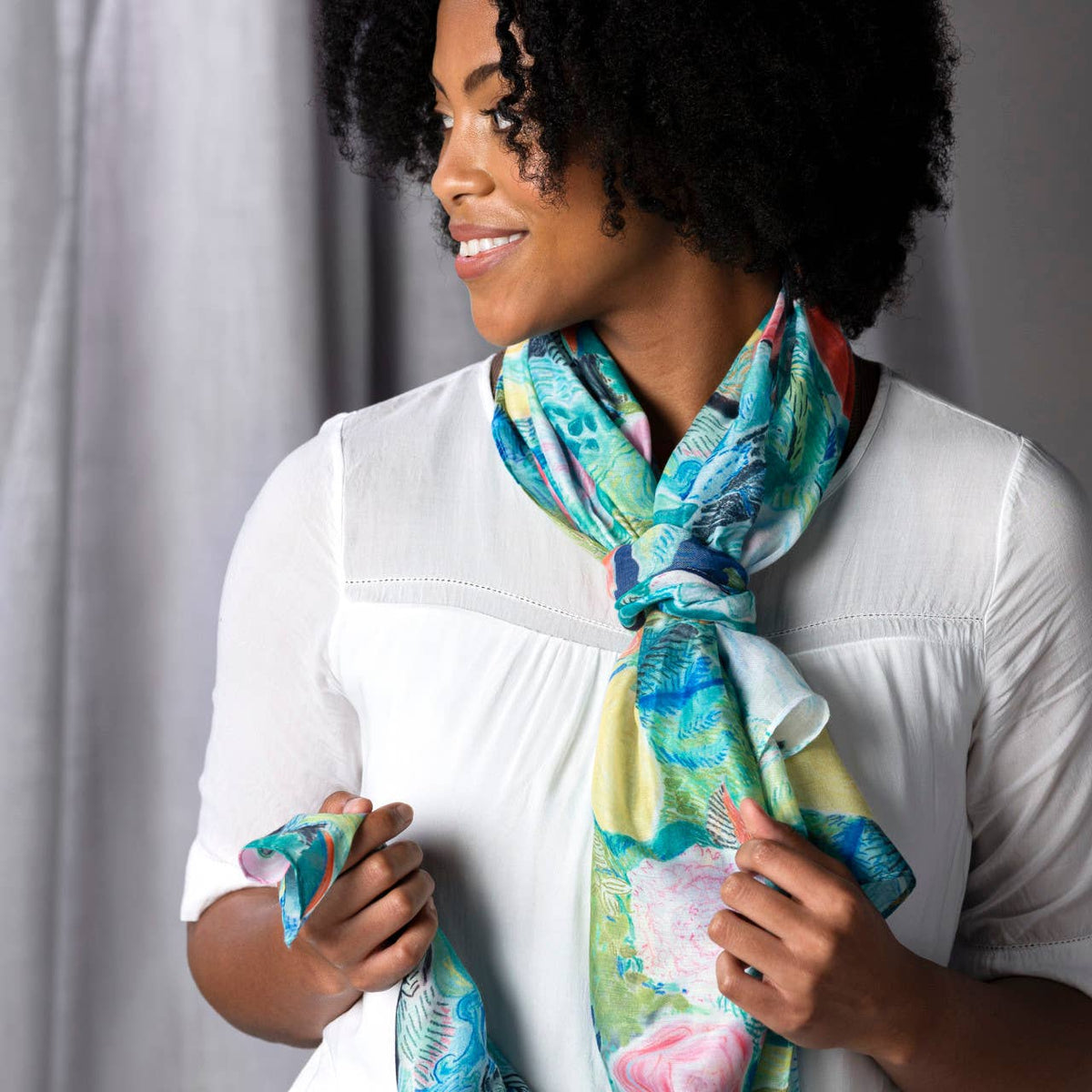 Demdaco ArtLifting Rectangle Scarf - Floral Black