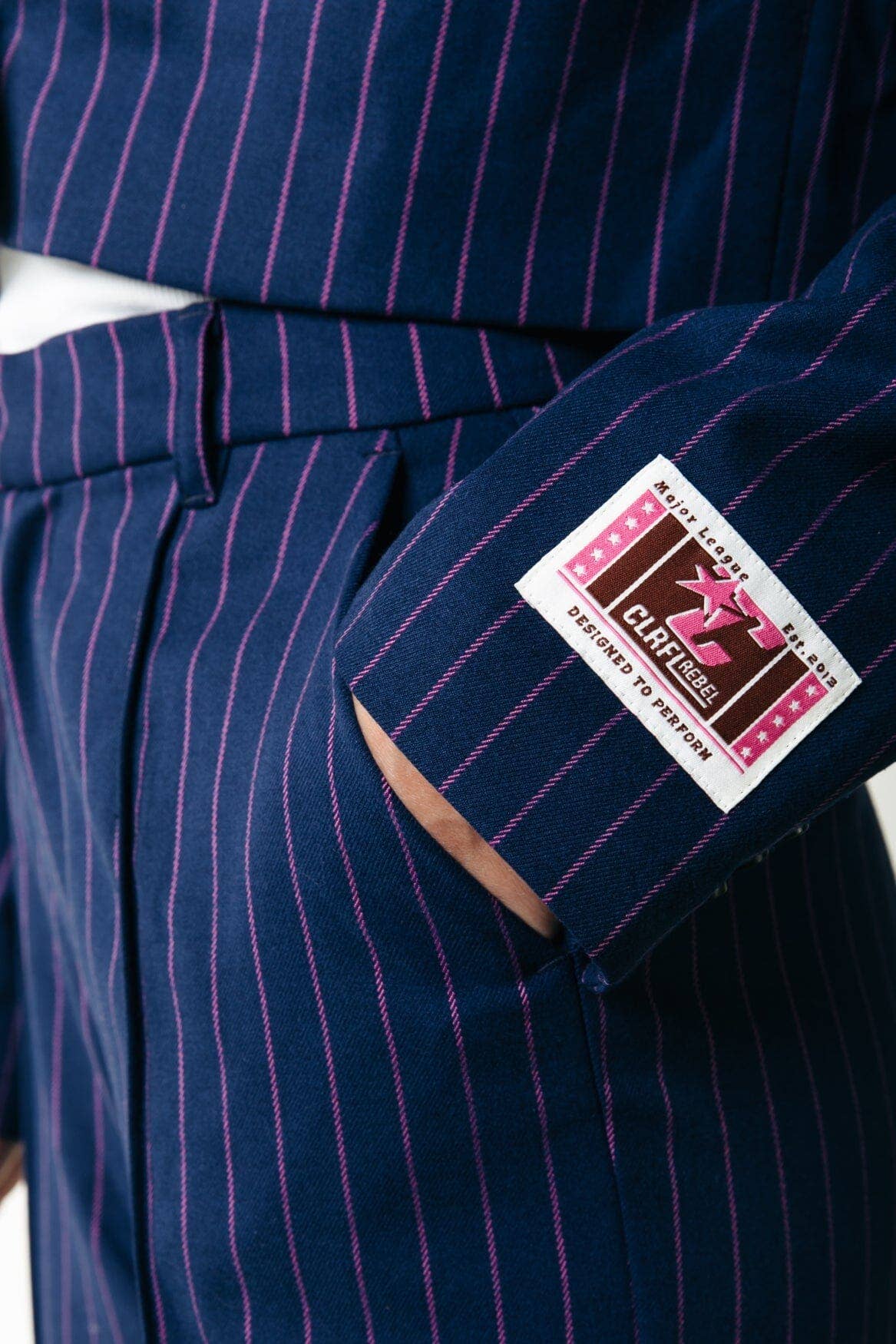 Colourful Rus Pinstripe Straight Pants | Dark blue