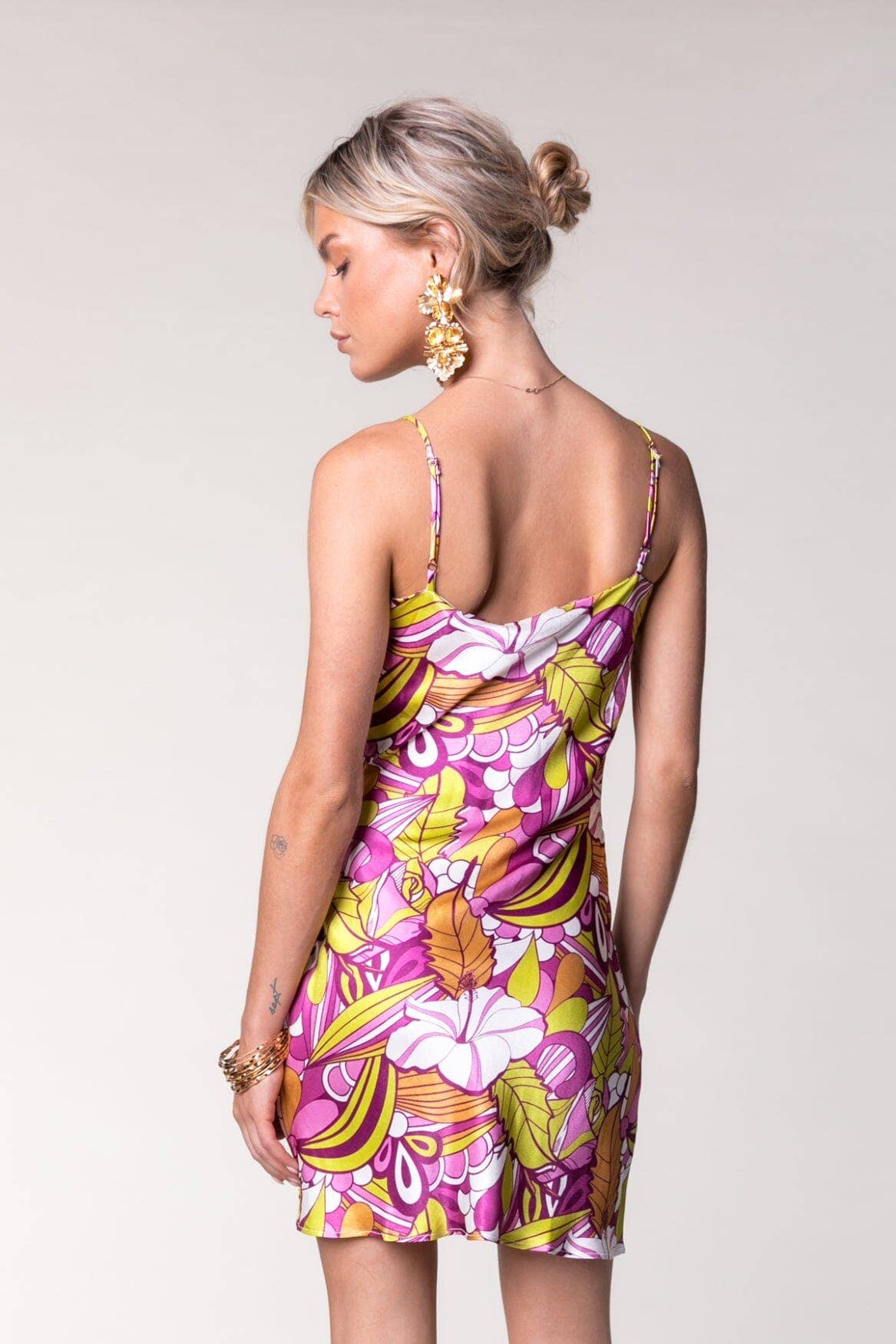 Colourful Rebel Qiara Floral Satin Dress | Multicolor