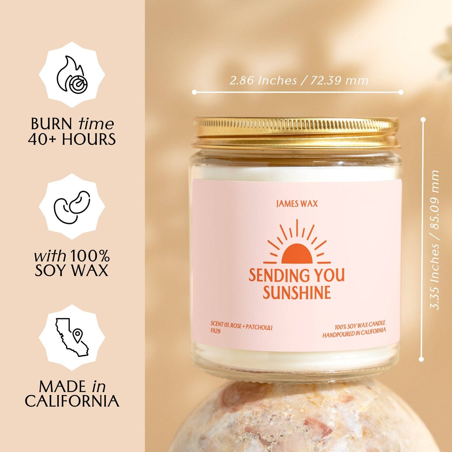 James Encouragement Gift Sending You Sunshine Candle Candle For Encouragement Positivity Gift F829