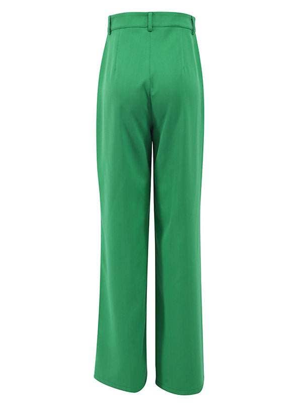 Green Noma Pants green polyester high rise waist trousers