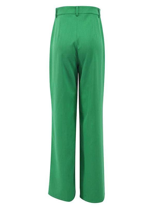 Green Noma Pants green polyester high rise waist trousers