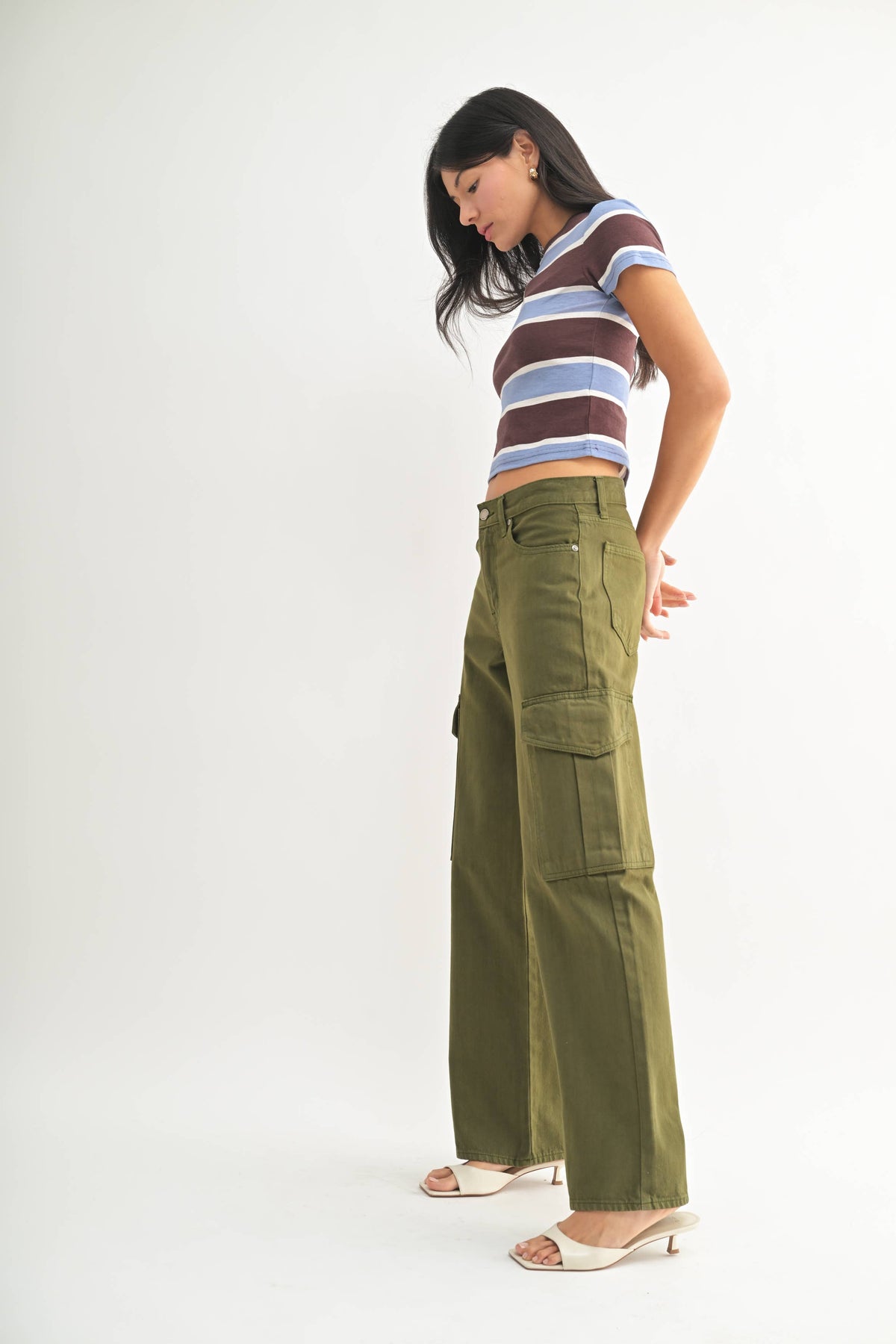 JBD Baggy Cargo Pocket Jean - DARK OLIVE - DP681N
