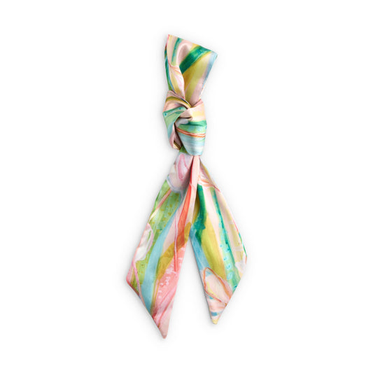 Multi-Colored Floral Skinny Tie Bag Scarf - 5x95cm
