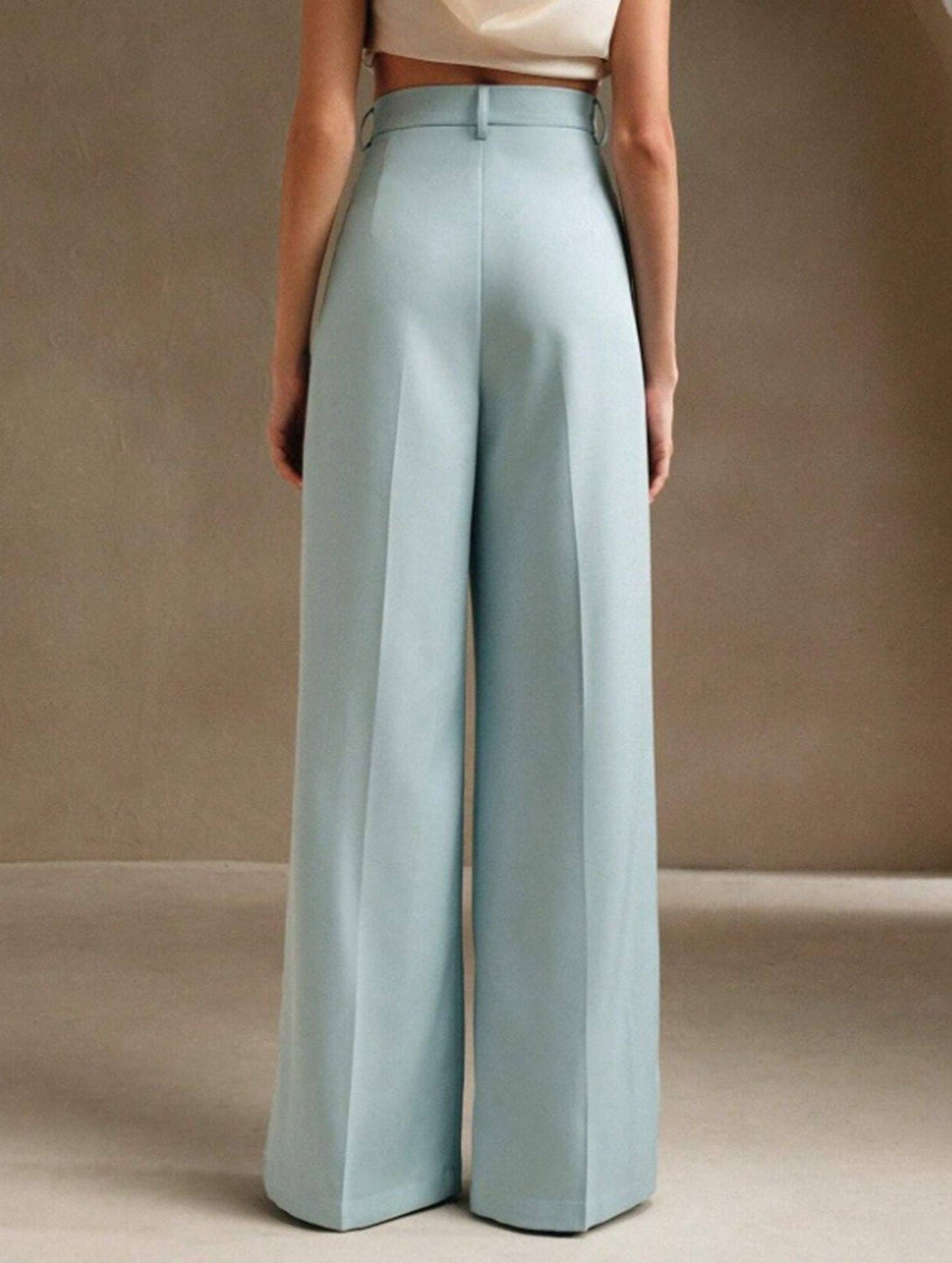 Lovene Casual loose high waist drape wide leg pants