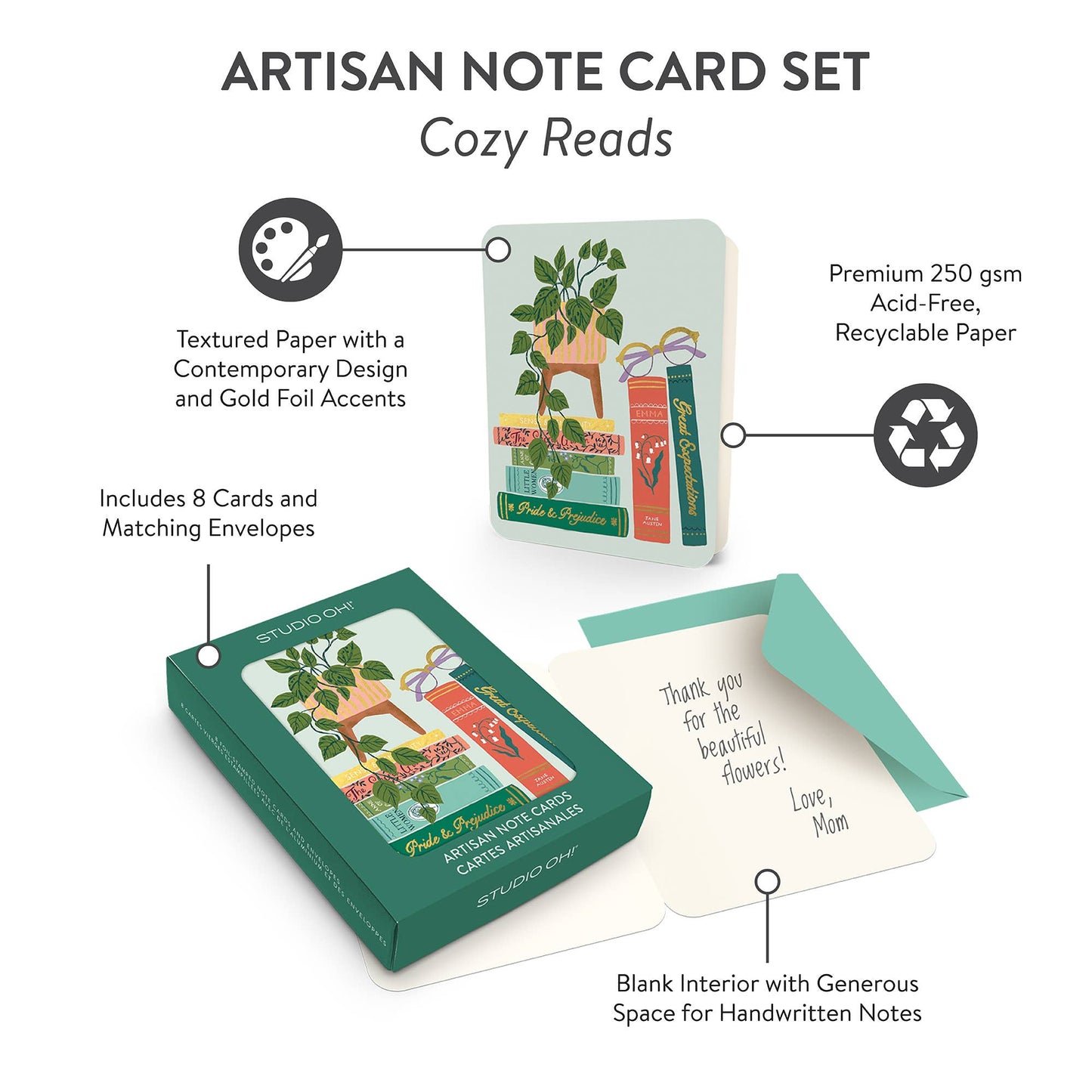 Studio Oh Cozy Reads Artisan Note Card Set