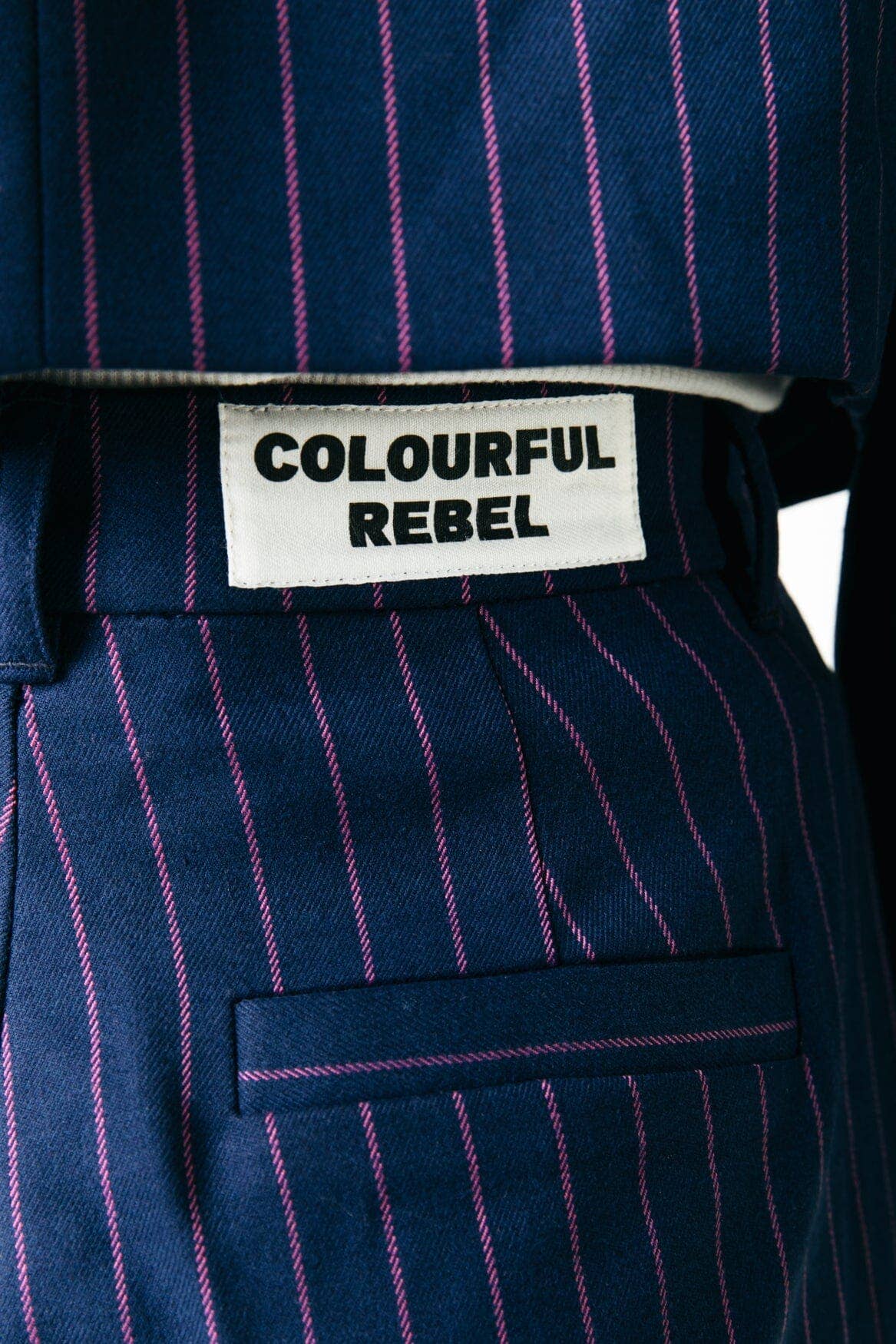 Colourful Rus Pinstripe Straight Pants | Dark blue