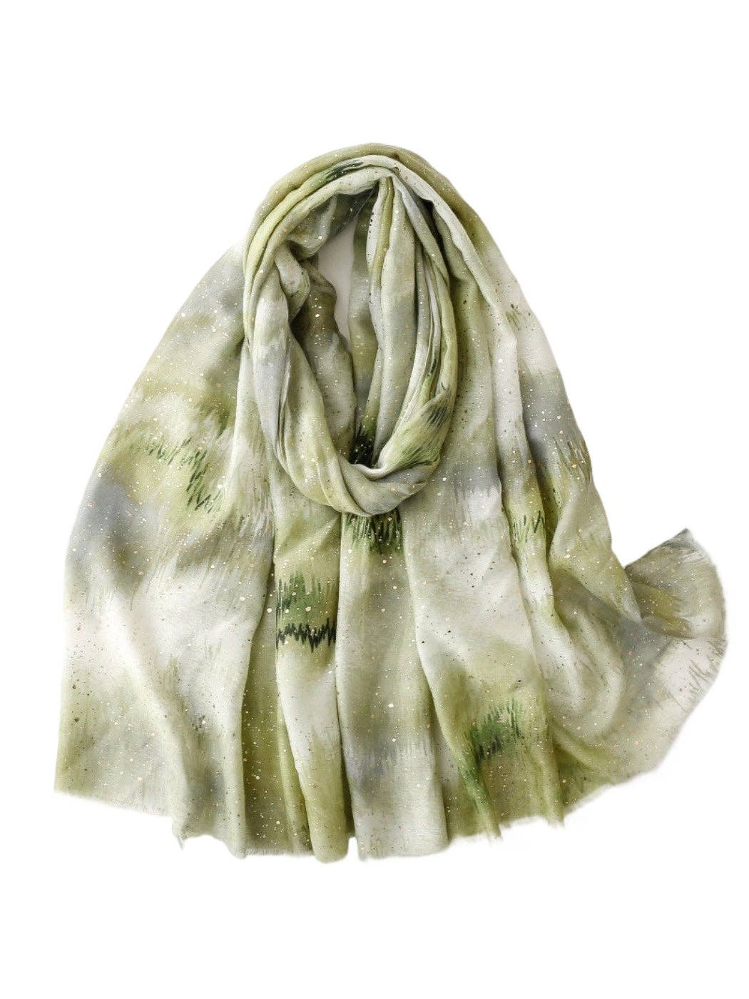 Scarvii - Gold Foil Gradient Scarf with Cloud Print