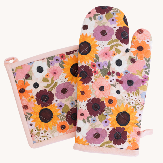 Elyse Rainbow Garden Oven Mitt + Pot Holder Set