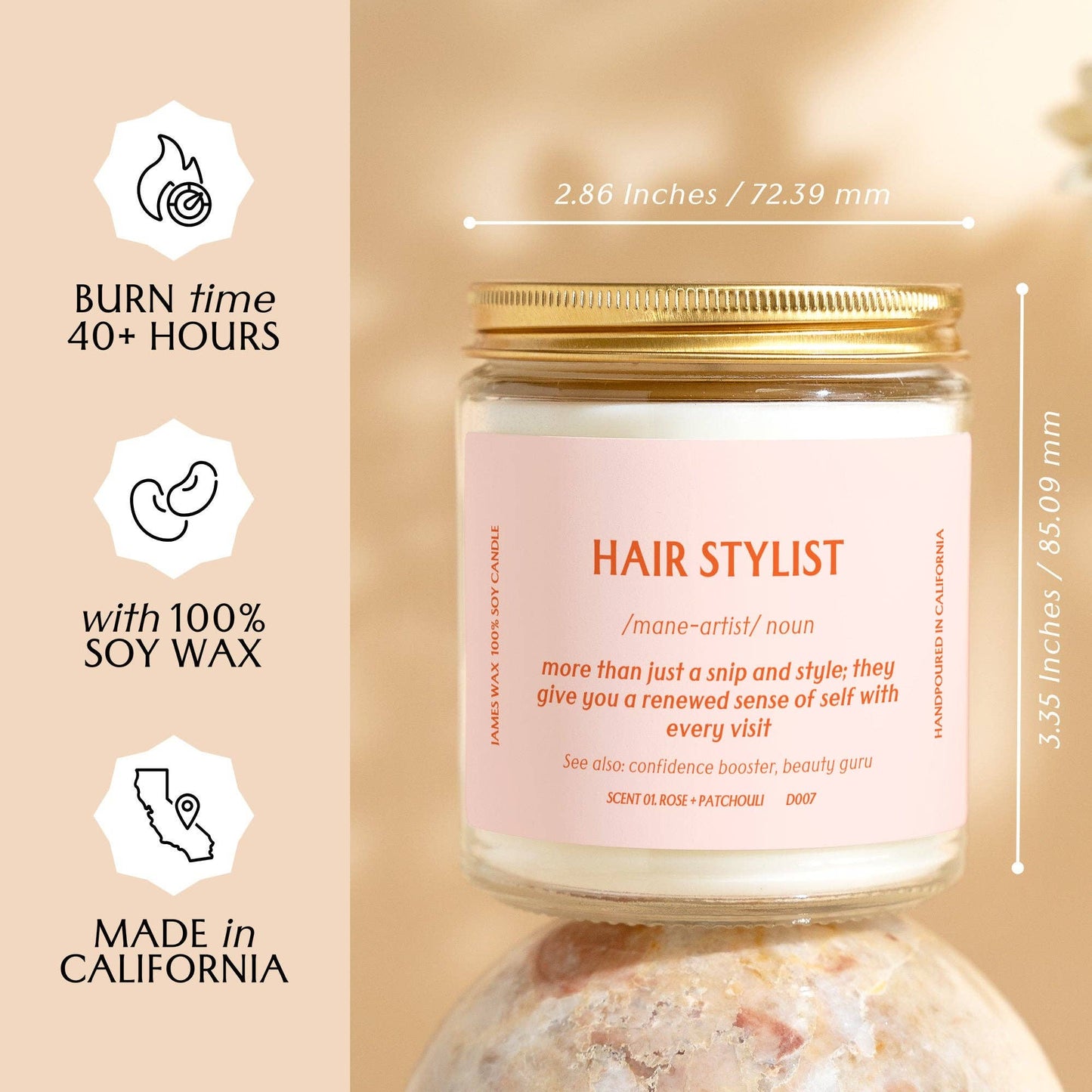 James Hair Stylist Candle Definition Candle Best Salon Stylist Spa Thank You Candle D007