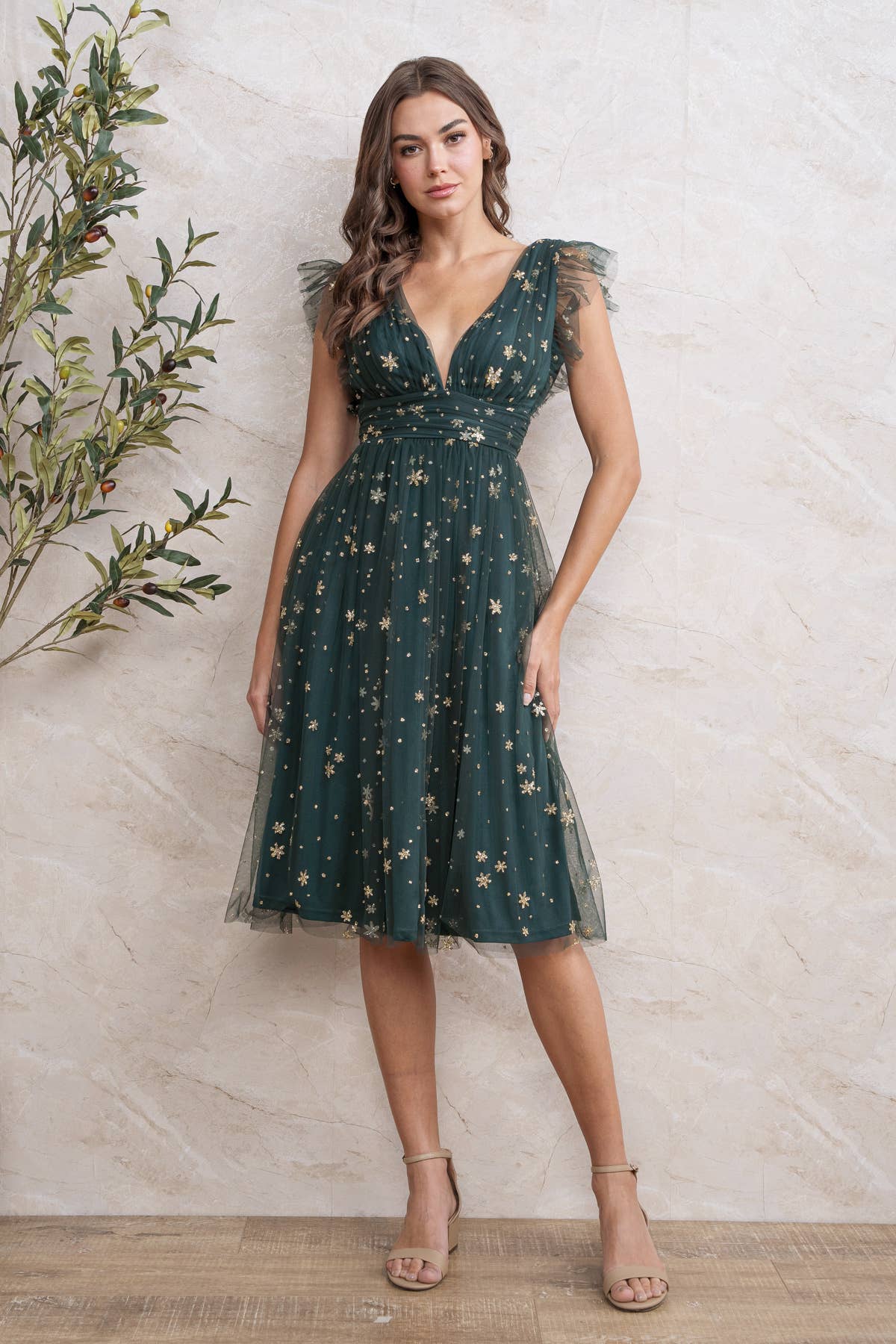 Soieblu Rosemore OUR BEST SELLING STAR SEQUIN MAXI IN MIDI VERSION