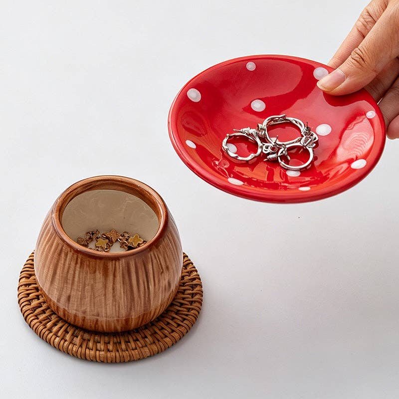 Mushroom Shape Ceramic Jewelry Tray