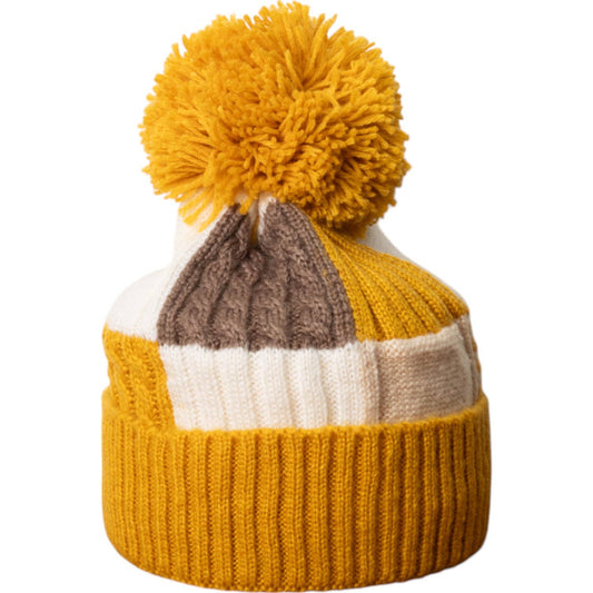 Jess & Lou Gold Block Unisex Cable Bobble Hat HL922