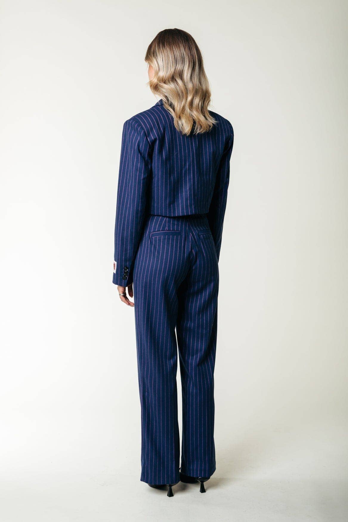 Colourful Rus Pinstripe Straight Pants | Dark blue