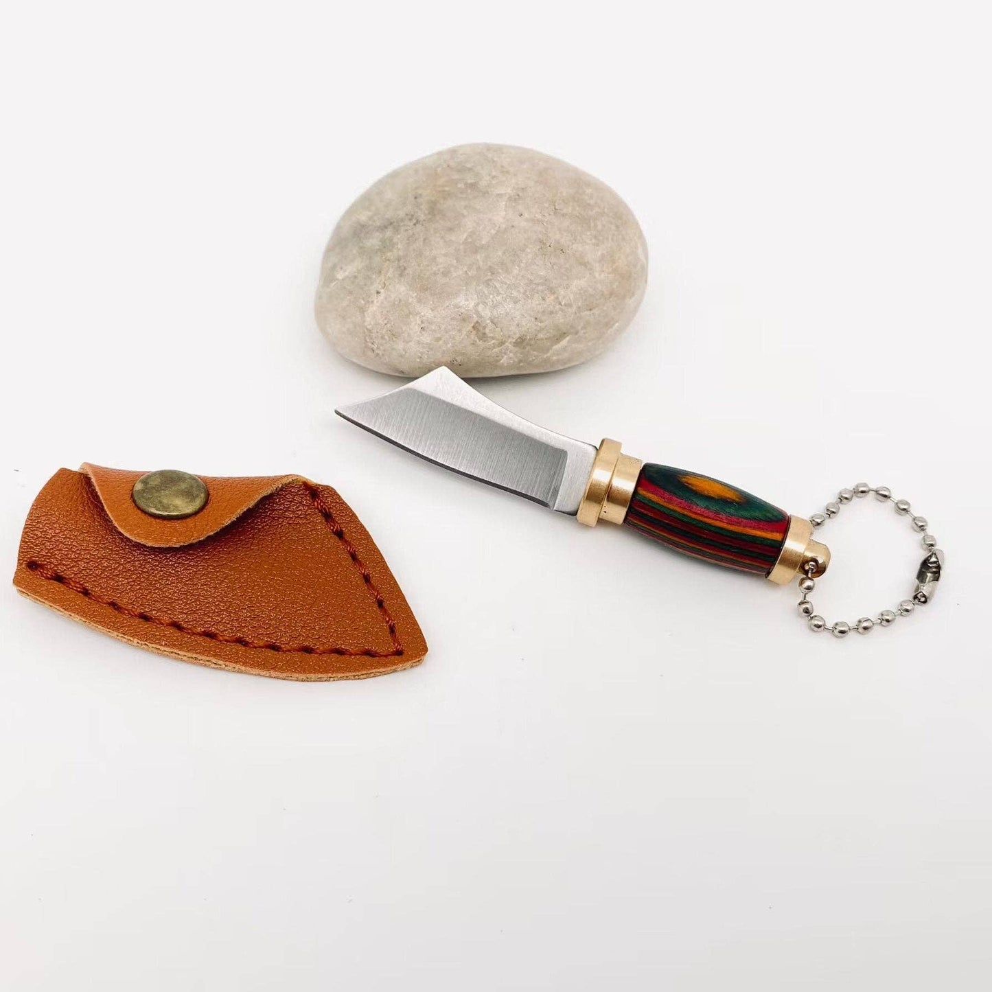 Colored Wood Handle Portable Mini Knife with Protective Cove