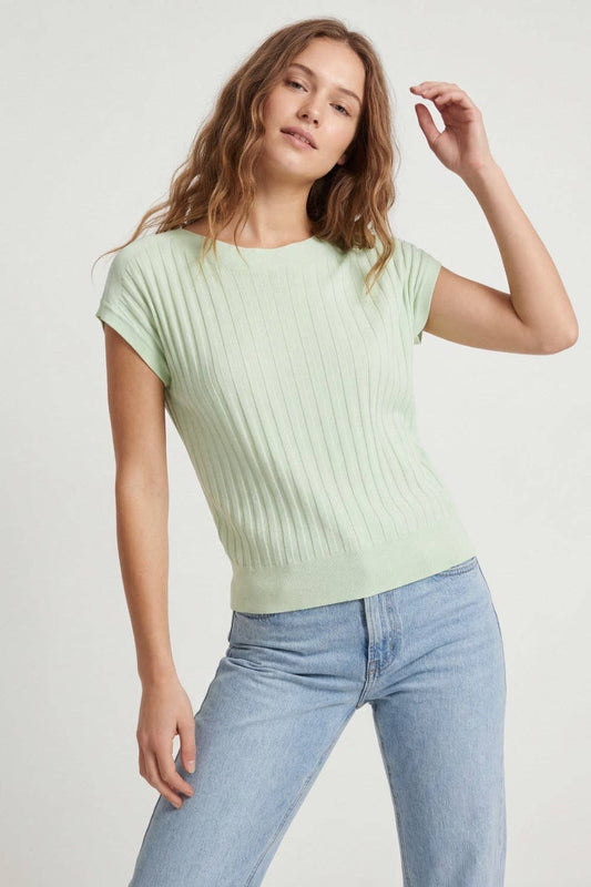 Q2 Ribbed Knit Relaxed Fit sweater in mint green