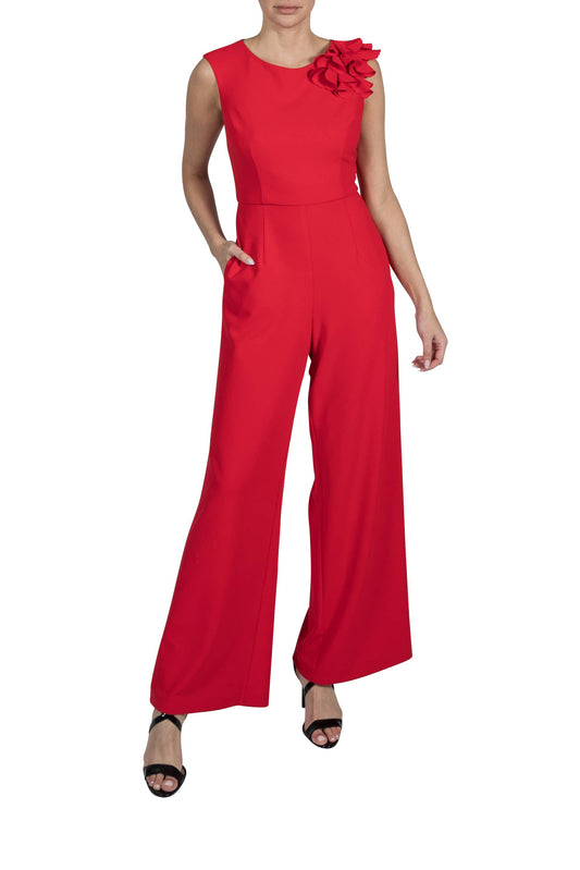 BOAT NECK JUMPSUIT WITH SHOULDER DETAIL