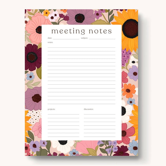 Rainbow Garden Meeting Notes Notepad, 11x8.5 in.