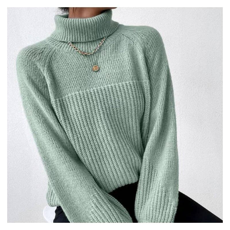 Minimalist Solid Color V-Neck Drop Shoulder Sweater