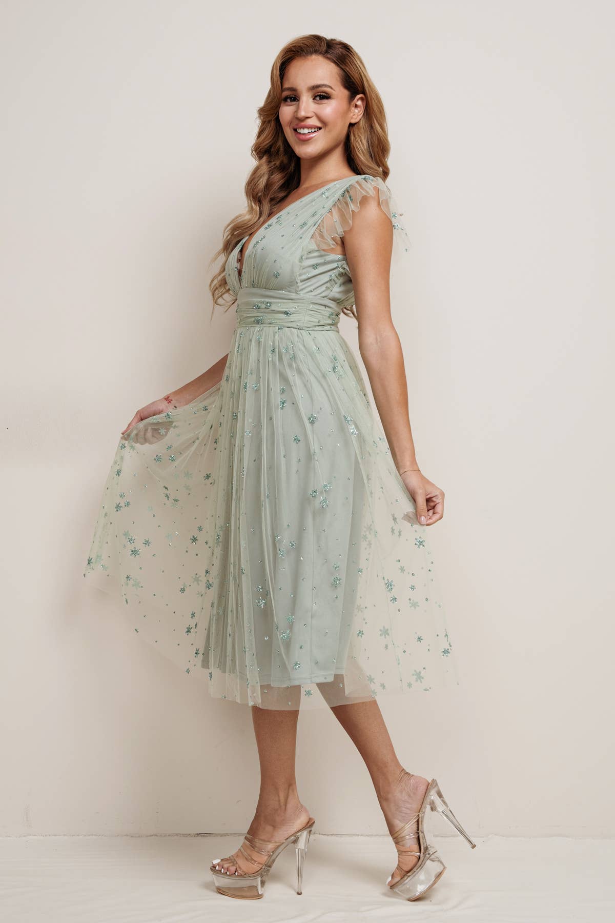 Soieblu Rosemore OUR BEST SELLING STAR SEQUIN MAXI IN MIDI VERSION