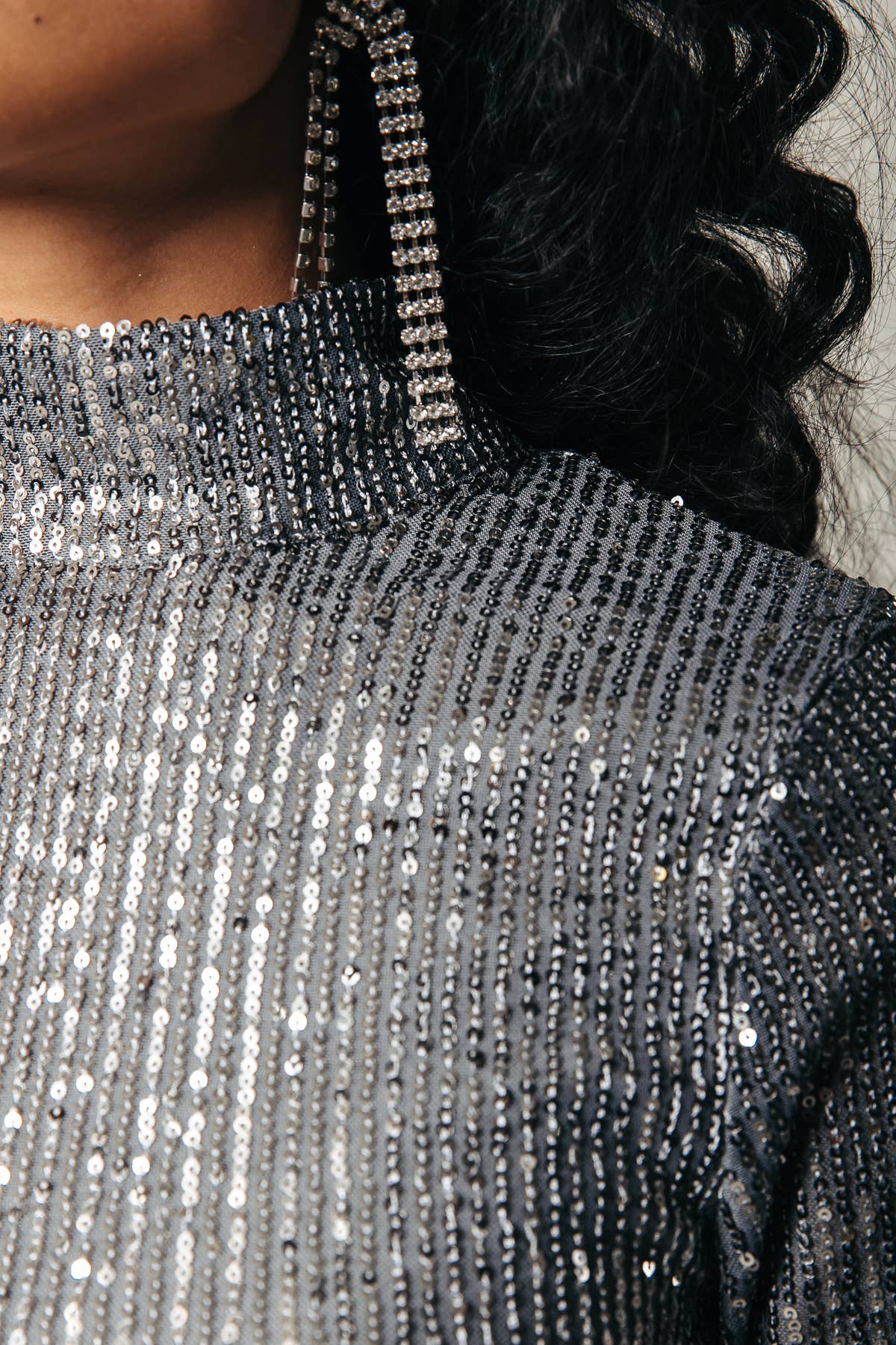 Sequins Cropped Turtleneck