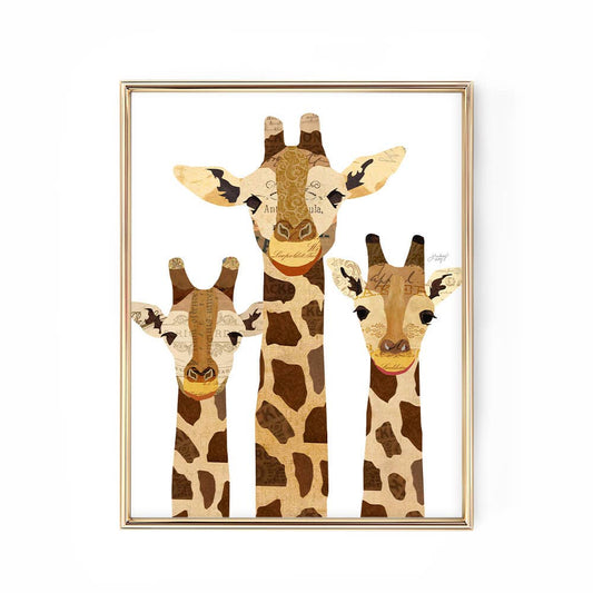 Lindsey Kay  Framed Giraffe Collage - Art Print