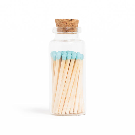 Baby Blue Matches Medium Corked Vial