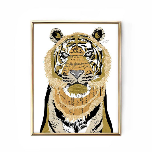 Lindsey Kay Tiger Collage - Framed Art Print