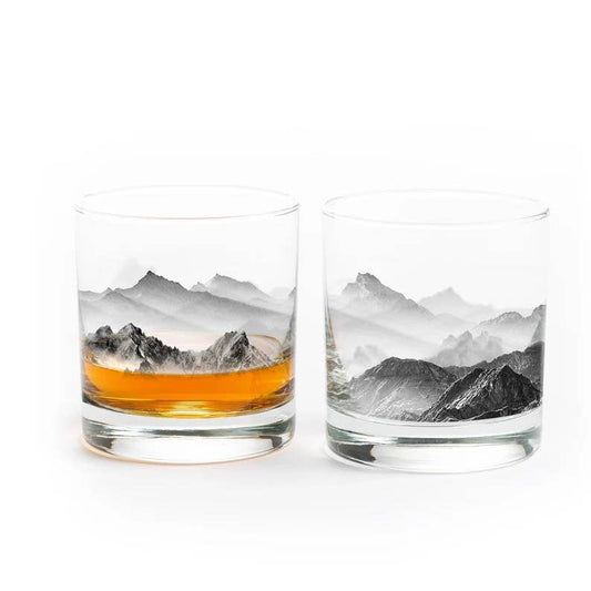 Mountains and Clouds Whiskey Glasses