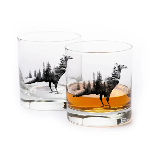 Blackbird and Forest Whiskey Glasses