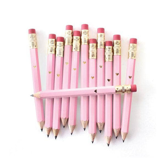 Mini Pencils - Gold Heart/Pink