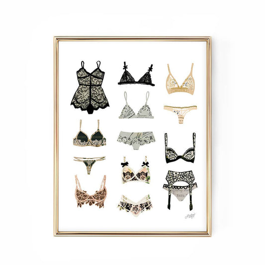 Lindsey Kay Lingerie Collage - Framed Art Print