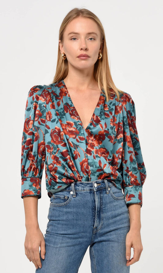 Lourdes Wrap Satin Blouse