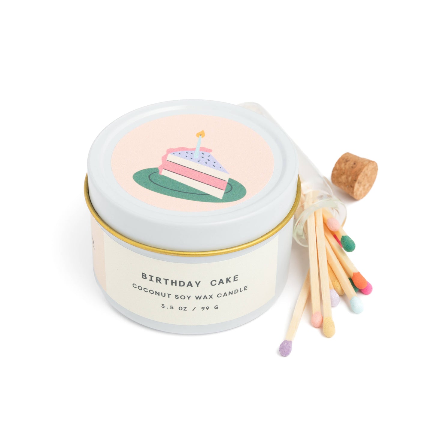 Happy Birthday Cake Scented Candle and Matches Set