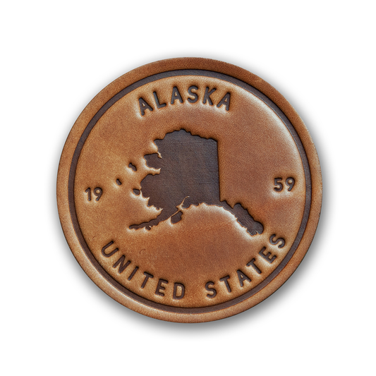 Alaska State Silhouette Leather Coaster