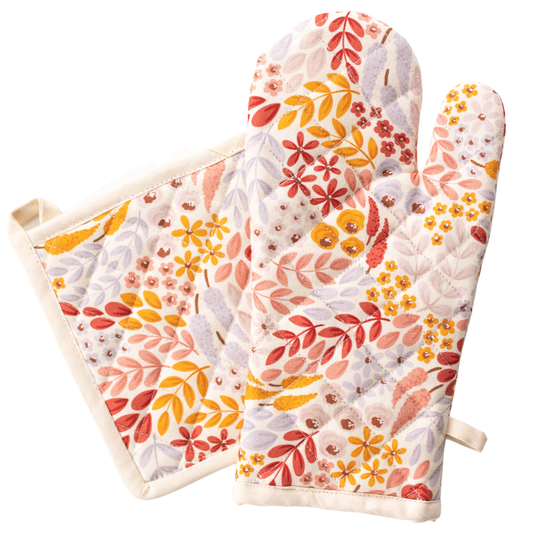 Elyse Marigold Wildflowers Oven Mitt + Pot Holder Set