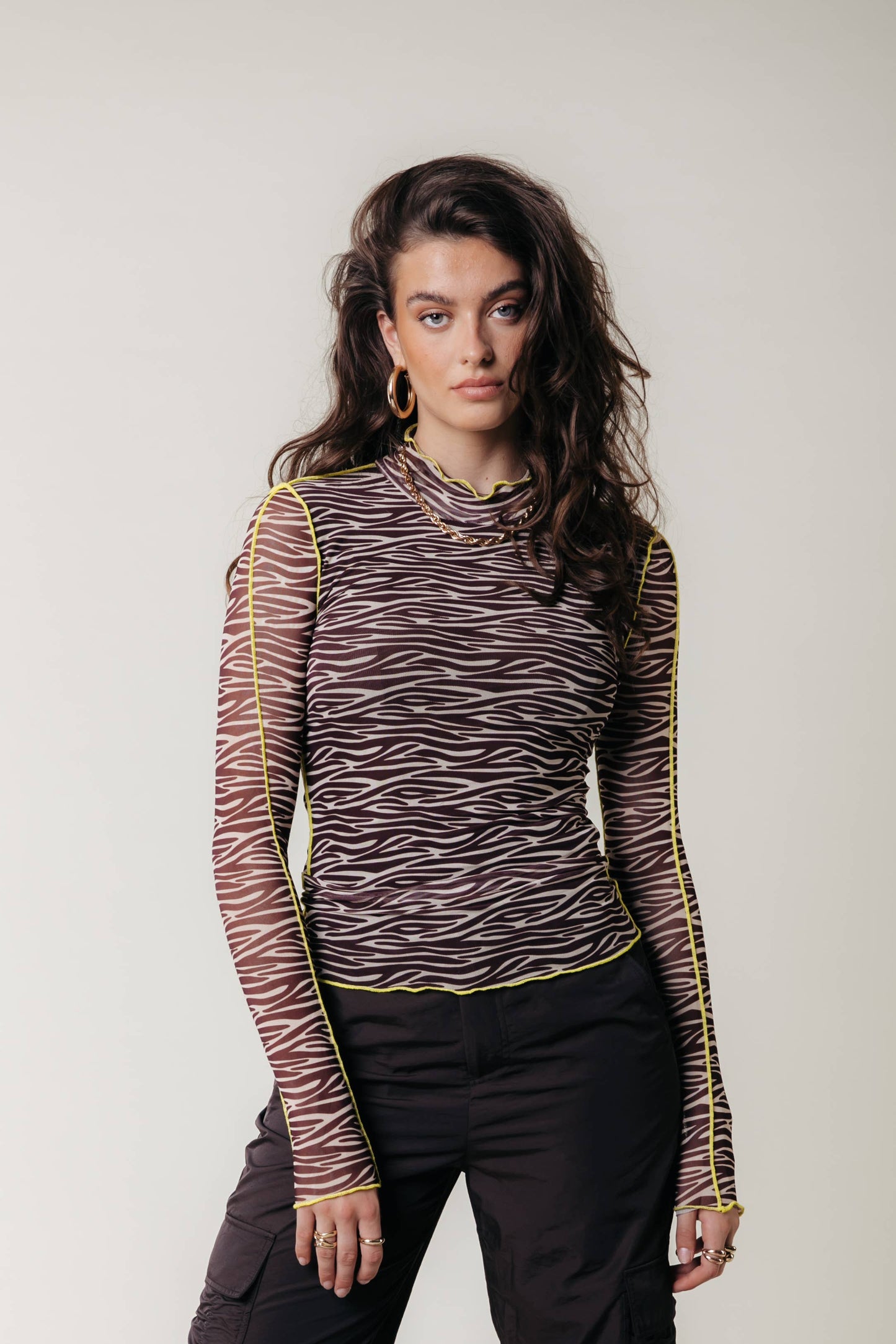 Colourful Rebel Zebra Mesh Turtleneck