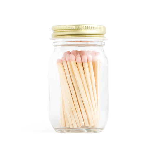 Baby Pink Matches in Mini Mason Jar