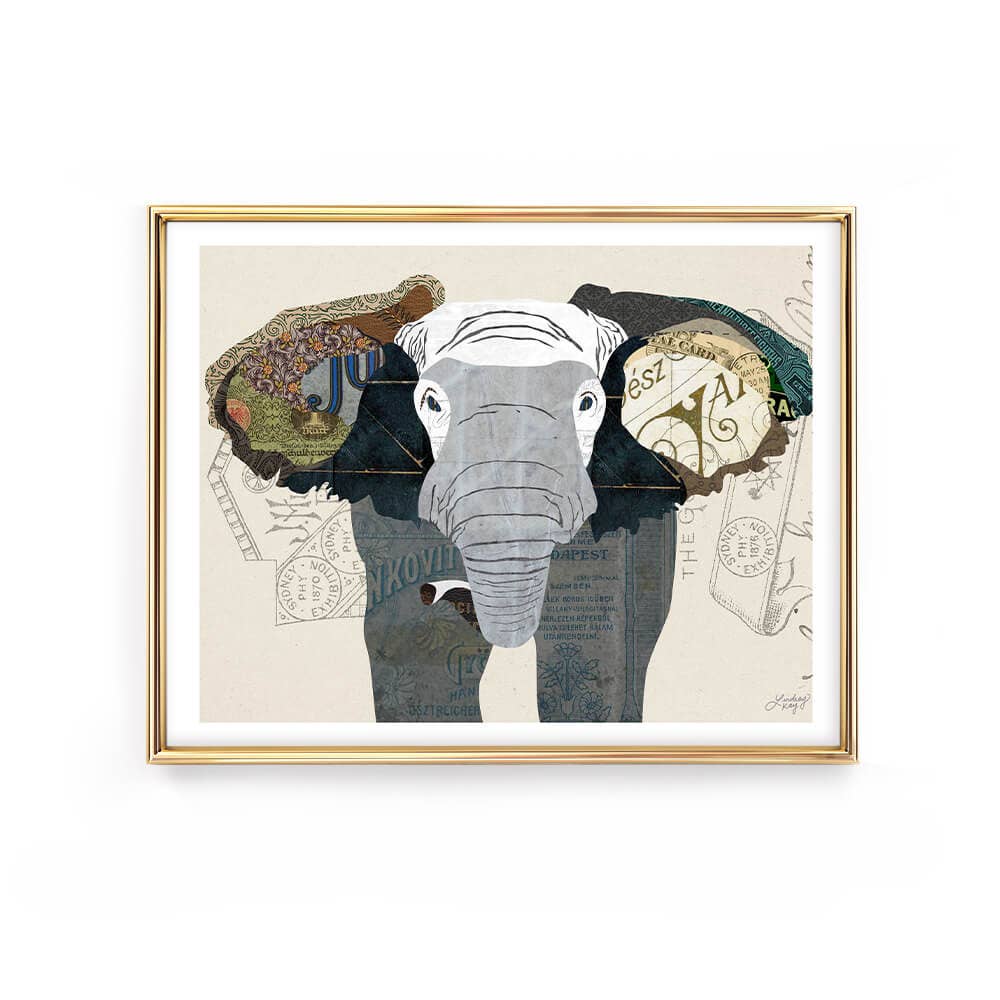 Lindsey Kay Elephant Collage - Framed Art Print