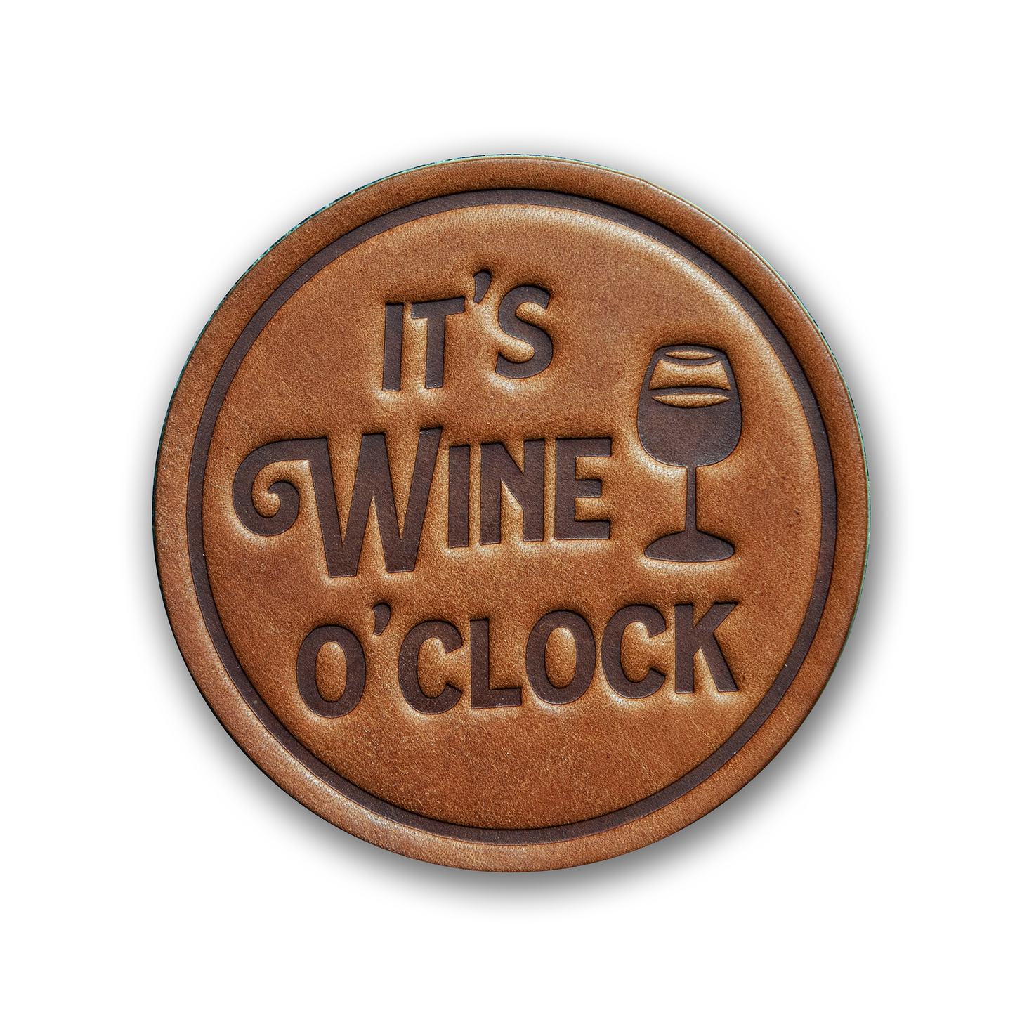 It's Wine O'clock Leather Coaster